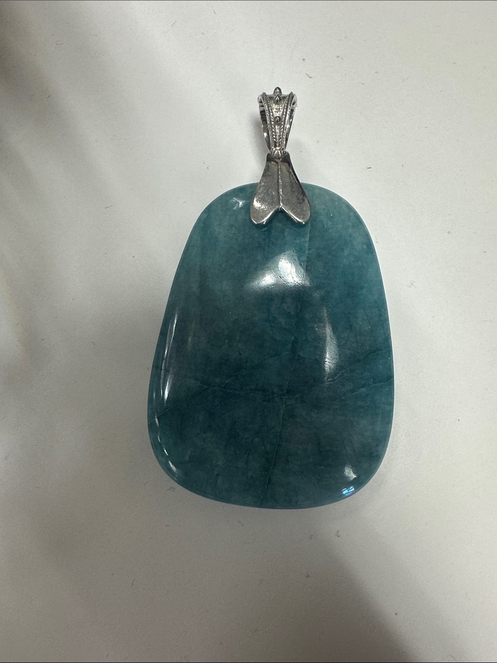 Teal Blue Stone Pendant with Silver Bail